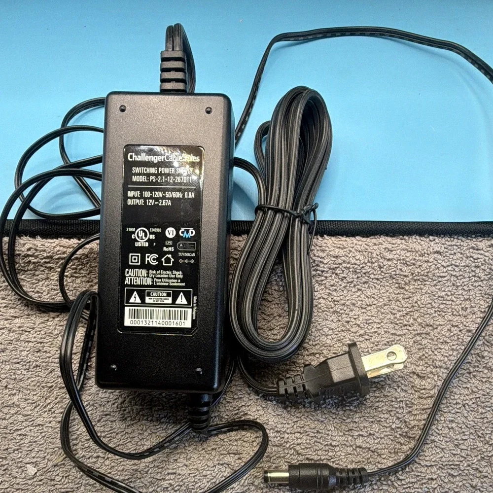 ChallengerCableSales 12V 2.67A Switching Adapter Barrel PS-2.1-12-267DT1